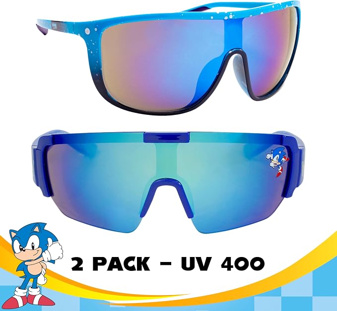 ARKAID Sonic the Hedgehog Boys Sunglasses | 100% UV Protection | Official Sega Sonic the Hedgehog Boys Sunglasses | Impact Resistant | Gift Idea | Fits Most Kids