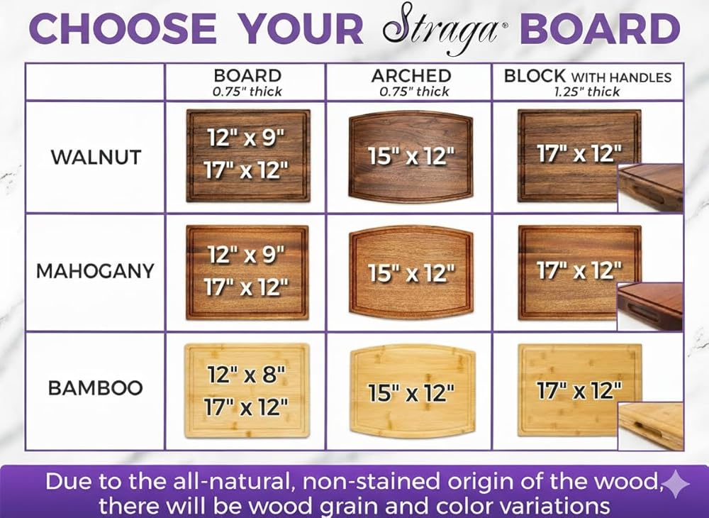 Straga Personalized Cutting Boards | Handmade Wood Engraved Charcuterie | Custom Wedding, Anniversary, Birthday Gift for Couples (Script Corner Design No.920).