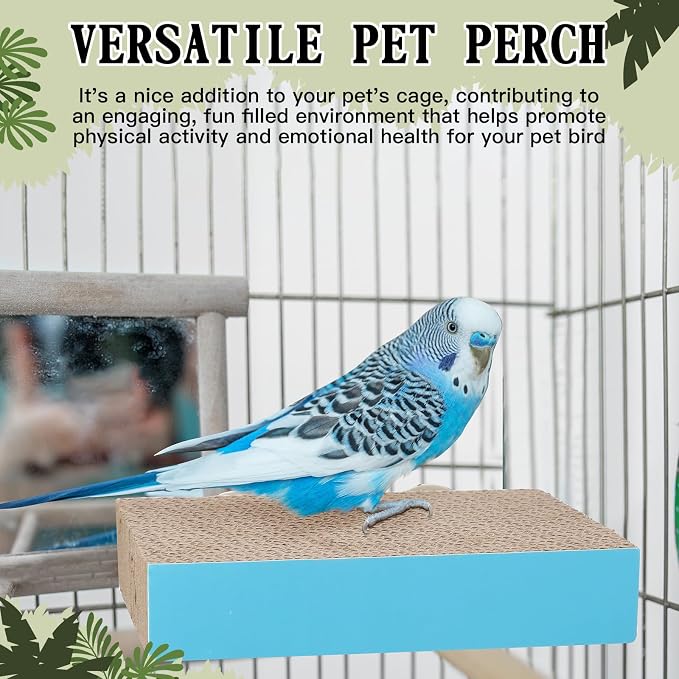 Skyygemm 2 Pcs Bird Toys Parrot Perch Stand Cage Accessories, Medium | for Macaws Conures Cockatiel Budgies, Corrugated Texture Promotes Claw Grinding, Platforms for Cage Play, Beak Chew Activity