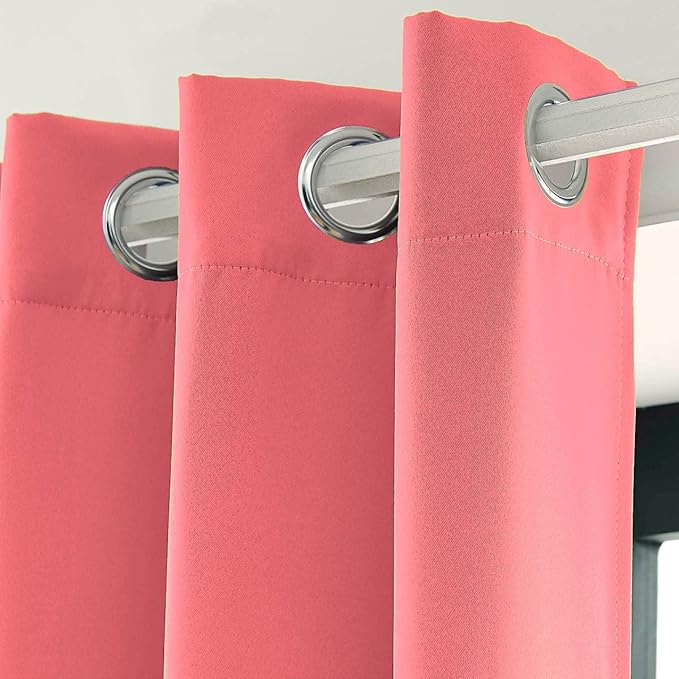 LA PALMA Thermal Insulated Blackout Darkening Grommet Living Room Curtains Window Drapes for Bedroom Pack of 2 Panels