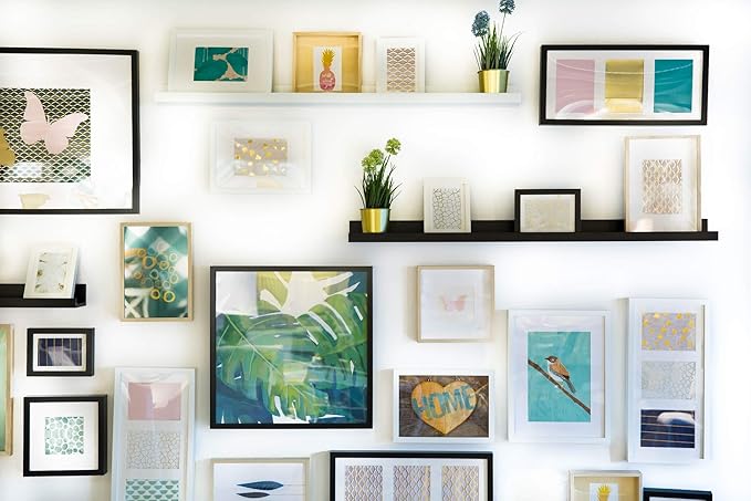 M Modern Memory Design 15x45 Black Picture Frame Real Glass Wall Mount | 45x15 Home Living Room Artwork Poster Photo Print
