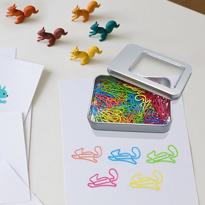 Cute Squirrel Paper Clips Bookmarks 60 Pcs, Squirrel Gifts | Decorative Office Supplies and Desk Accessories, Cute Squirrel Gifts for Women, Teachers, Students and Animal Lovers