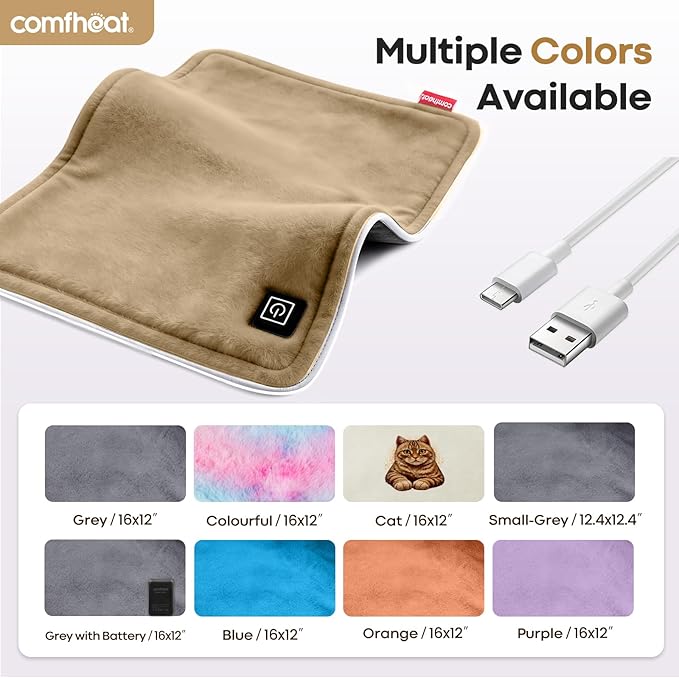 USB Heating Pad, 5V Heated Travel Pads, 3 Heat Settings & Auto Shut Off, Hot Therapy for Pain Relief Abdomen Cramps (16"x 12") (Non-Chargeable) Khaki