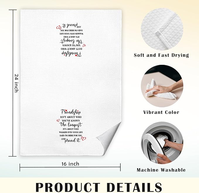 JINYO Long Distance Friendship Gifts Kitchen Towels, Friendship Gift for Women Friends Hand Towels for Bathroom Kitchen Decor, Gift for Best Friend Decorative Dish Tea Towels, 16x24 Inch