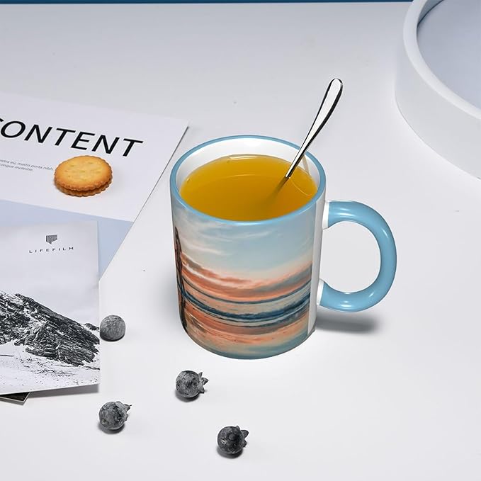 Custom Mugs and Coffee Cups Partial or Full Size Printed Creative Designs Customizable with Your Photos Images Text (Full-Width, Sky Blue)