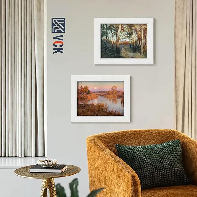 VCK 8.5x11 Picture Frames white Set of 6, Wide Border Wood Multi Certificate 8.5 x 11 Frame, Family Photos, Office Prints, Studio/Gallery Artwork, Woodgrain Series, Tabletop & Wall Hanging