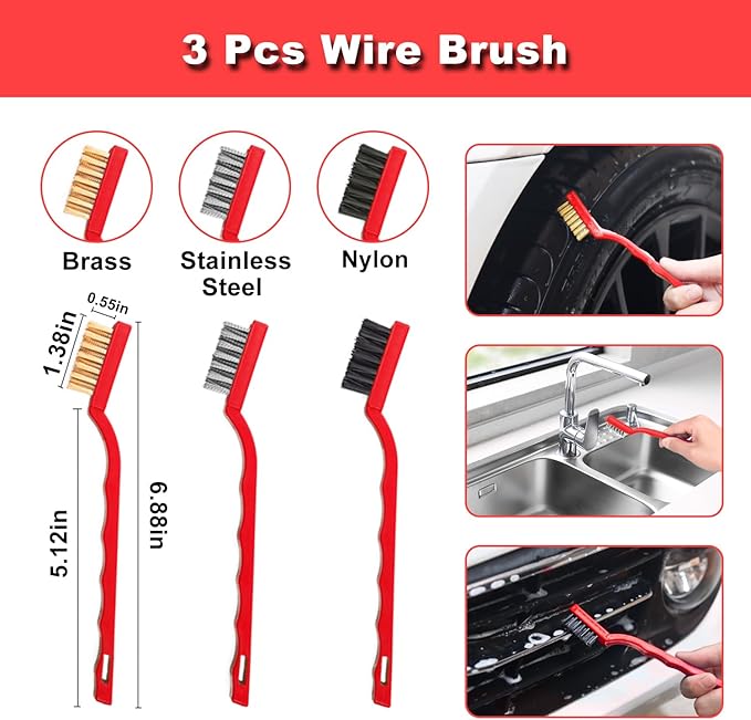 Car Detailing Kit, 18Pcs Car Detailing Brush Set, Car Cleaning Kit, Drill Brush Set, Car Detailing Brushes, Tire Brush - Car Wash Kit, Car Cleaning Tools brushes for Interior, Exterior, Wheels