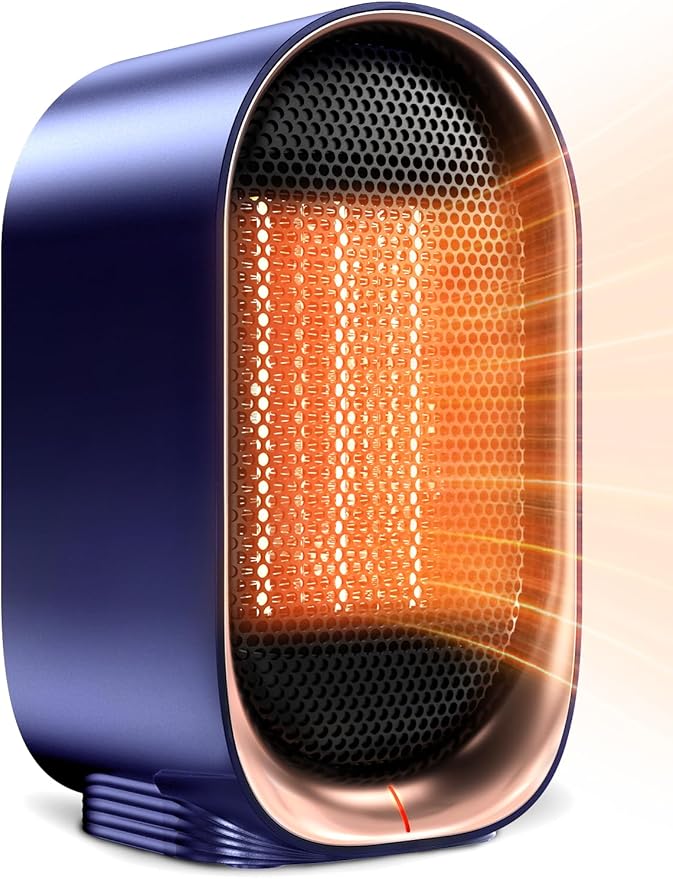 Space Heater, Portable Small Heaters for Indoor Use, Electric Desk Heater with Overheat and Tip-Over Protection, Mini Personal Heaters for Home Office Workspace,Blue