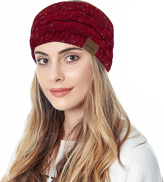 Loritta Womens Ear Warmers Headbands Winter Warm Fuzzy Cable Knit Head Wrap Fleece Lined Gifts