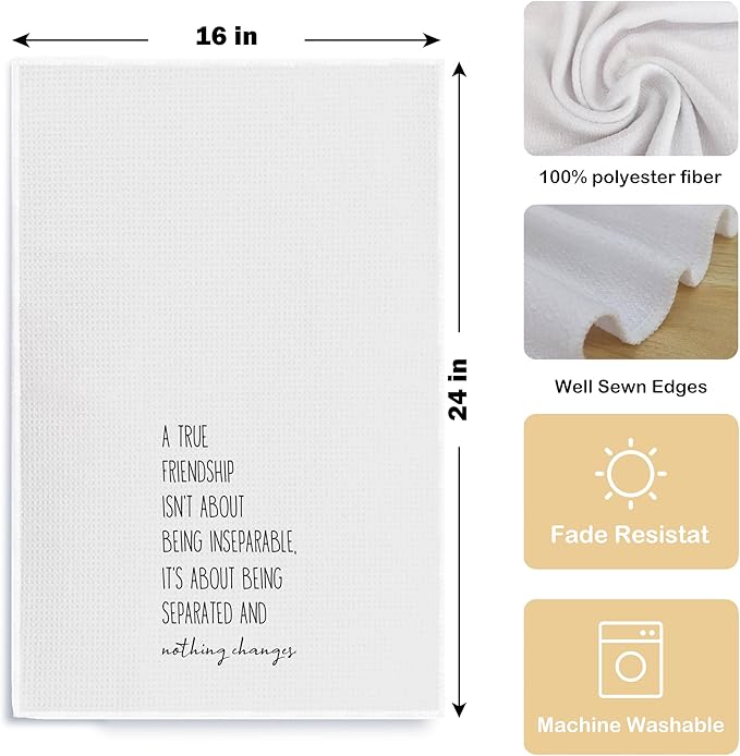 Friendship Quote Kitchen Towels, Friendship Gifts for Women Men Friends, Long Distance Friendship Gifts, Bestie BFF Gifts, Best Friend Birthday Gifts for Women Men, 16x24 Inch