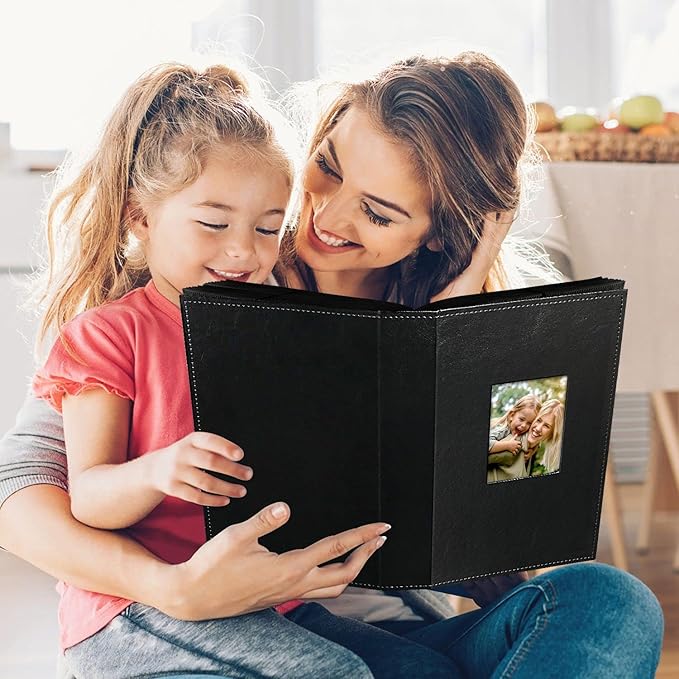 Ywlake Photo Album 4x6 300 Pockets, Leather Photo Albums Holds 300 Horizontal Only Pictures Black