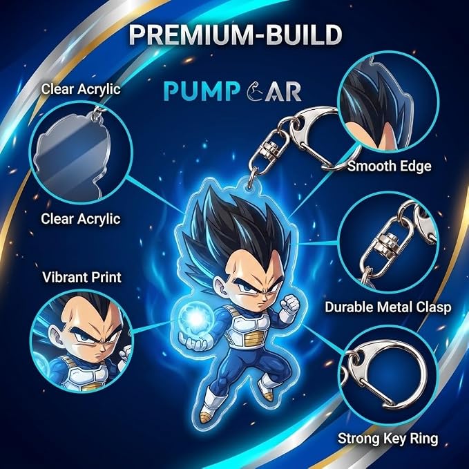 PumpCar Acrylic Keychain Double-Sided Charm Key Ring with Metal Clip Backpack Charm Bag and Car Key Accessory Collectible