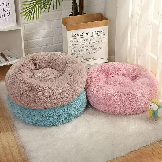 Dog Bed for Small Medium Large Dogs, 20 inch Calming Dogs Bed, Washable-Round Cozy Soft Pet Bed for Puppy and Kitten with Slip-Resistant Bottom