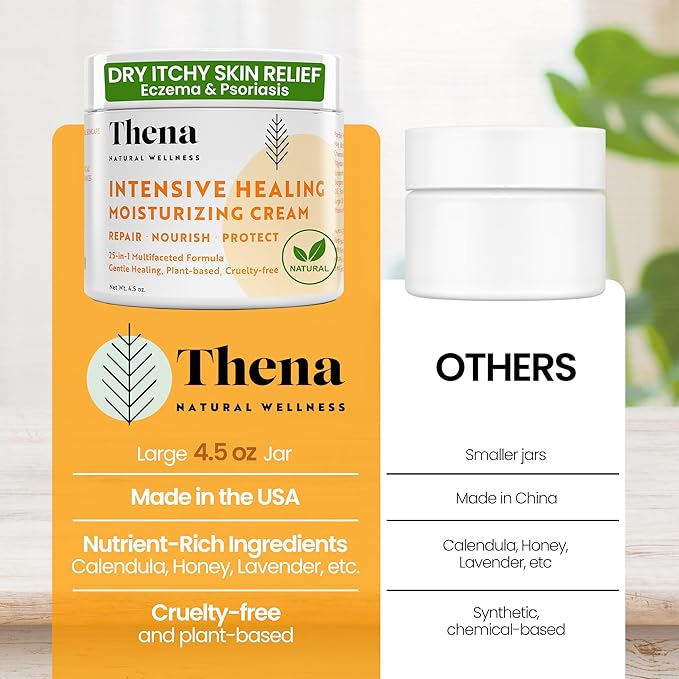 25-in-1 Healing Moisturizing Cream Dry Irritated Itchy Skin Relief - Soothes Nourishes Body Scalp Hands, Natural Moisturizer for Eczema Psoriasis Dermatitis, Adults & Kids