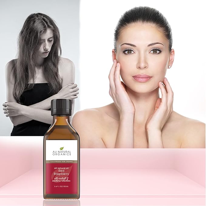 Au Natural Organics Red Raspberry Seed Oil - Natural Face, Body & Skin Care Beauty Oil - Rich in Omega 3-6-9 Fatty Acids - Moisturize & Rejuvenate | 3.4oz / 100ml