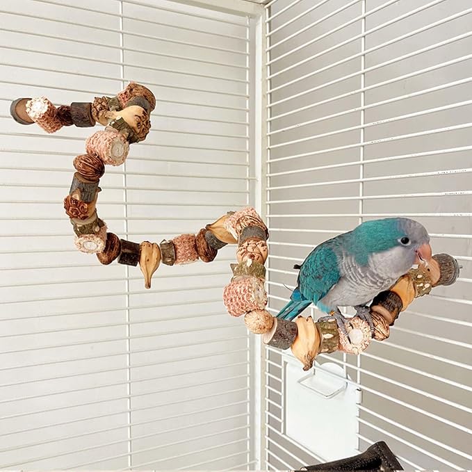Bird Chew Toys, 27.5in Parakeet Natural Corn Stick Parrot Hanging Toys Perch Stand for Conure Cockatiel Parrotlet Budgie