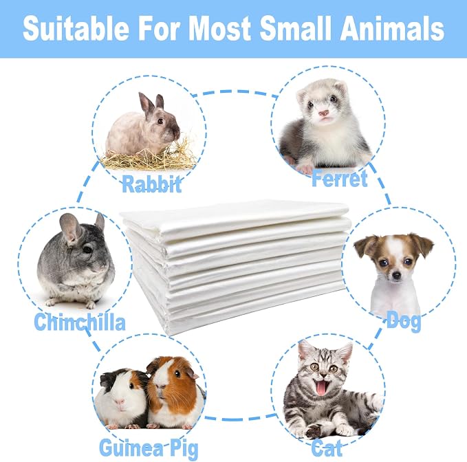 100 Pcs Disposable Rabbit Cage Liner, 35'' X 27'' Large Bunny Cage Tray Liners Clear Plastic Guinea Pig Toilet Film for Bunnies Ferrets Chinchillas Birds Small Animal - Leak Proof & No Mess