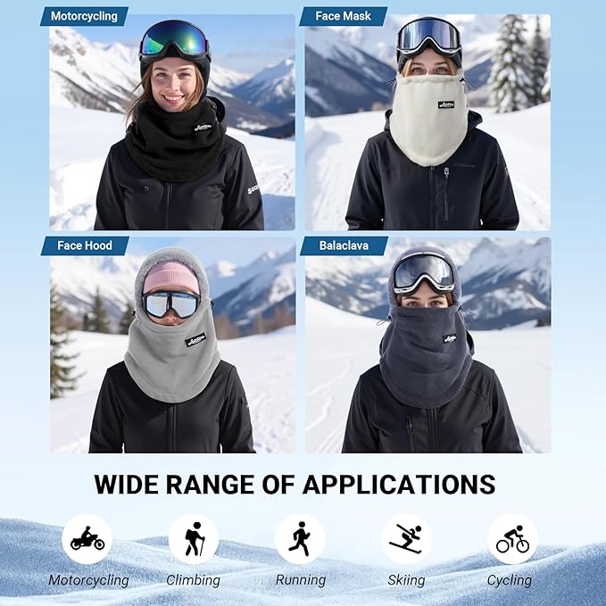 Balaclava Ski Mask for Women Winter Fleece Windproof Face Mask Neck Warmer Scarf Helmet Hood Outdoor