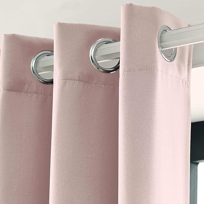 LA PALMA Thermal Insulated Blackout Darkening Grommet Living Room Curtains Window Drapes for Bedroom Pack of 2 Panels