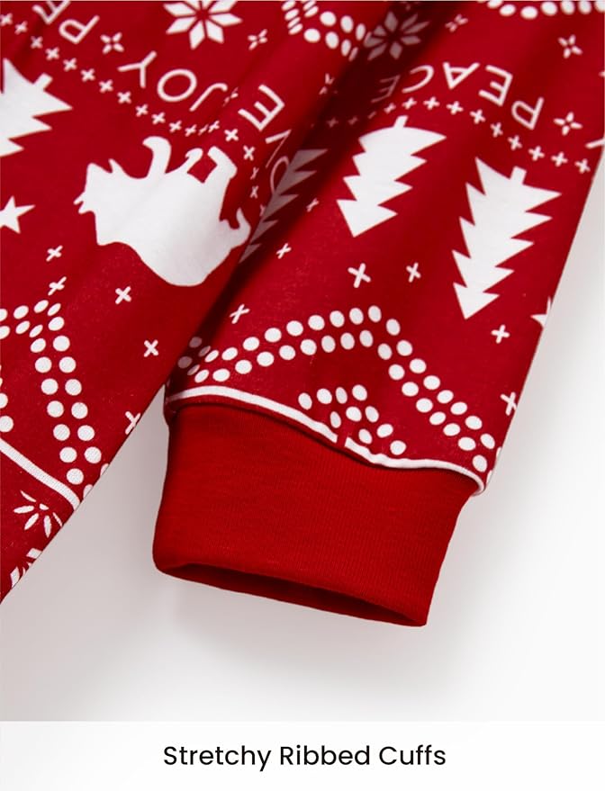 PATPAT Matching Family Christmas Onesie Pajamas – Holiday Hooded Jumpsuit Sleepwear PJs Couples Xmas Loungewear with Socks