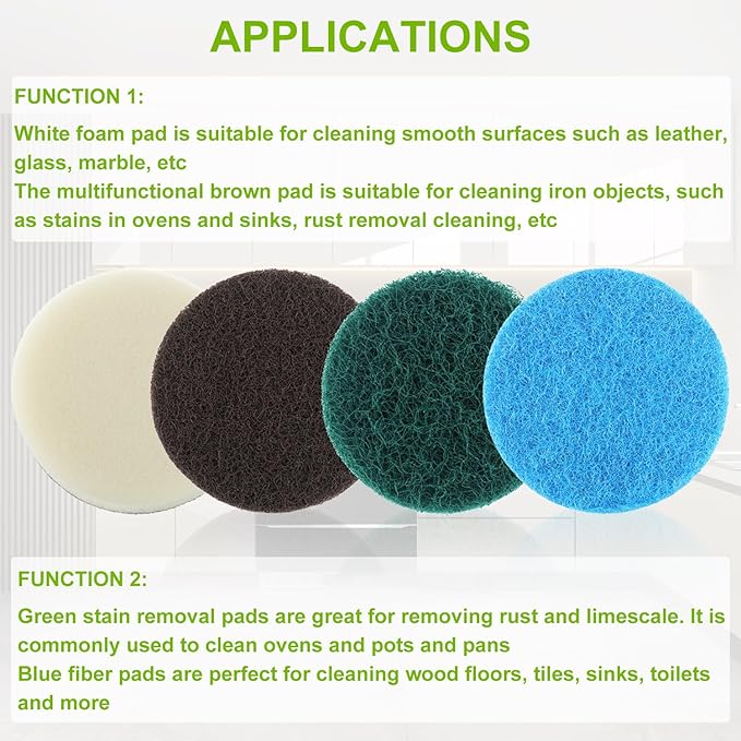 16pcs Electric Cleaning Brush Pad Set 4 Foam Pads 4 Kitchen Mats 4 Performance Pads 4 Microfibre Pads fit for Dremel Versa Cleaning Brush