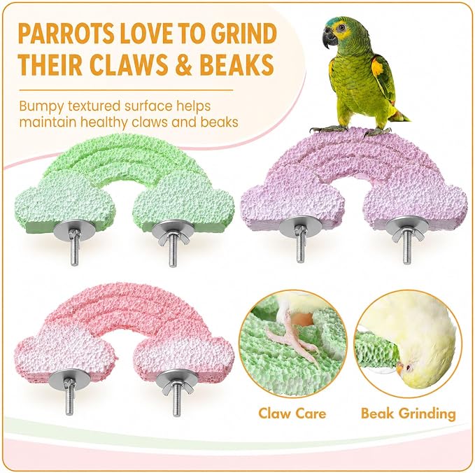 Novabright 3 Pack Bird Beak Grinding Stone Cloud Shaped Bird Perch 6.1 x 2.9 Inch Washable Birds Cage Accessories Parakeet Perches Replacement of Natural Wood Perches for Budgies Cockatiels Conures
