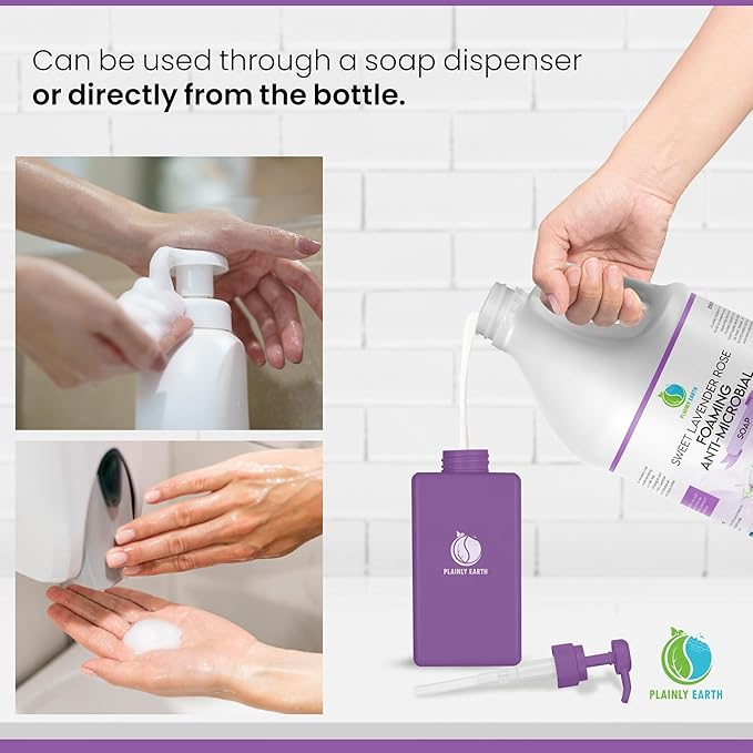 AntiMicrobial Hand Soap 64 oz - Sweet Lavender Rose Gentle Foaming Liquid Hand Soap Refill Antibacterial - Moisturizing, Long Lasting Freshness & Safe for Skin