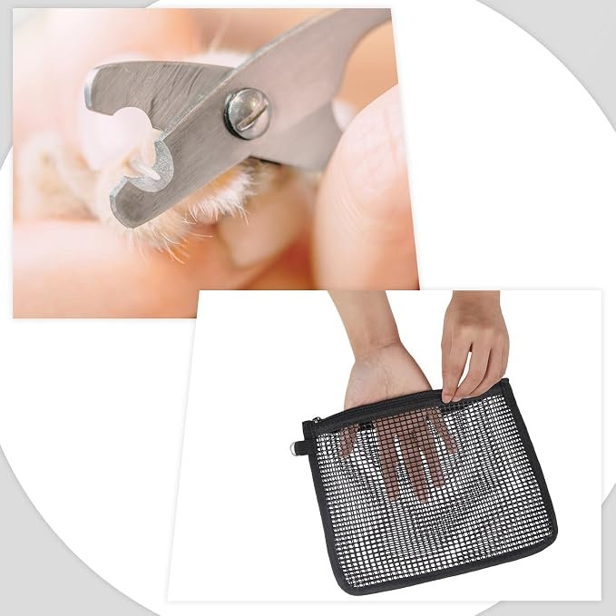 Abbylike 2 Pcs Sugar Glider Nail Trimmer Nails Trimming Pouch Mesh 7.87 x 9.84 inches Trim Bag for Guinea Pig Rat Ferrets Small Pets, Black