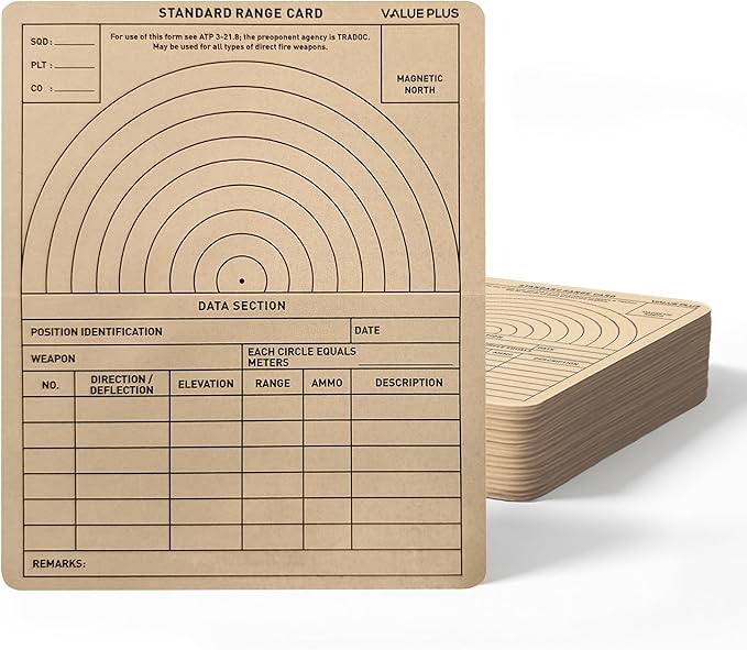 50 All Weather Combat Range Cards - Standard Ranging Card - Foldable and Weatherproof - Use in the Field with Other Ranger Accessories, Military Gear, or Scope Dope Stickers