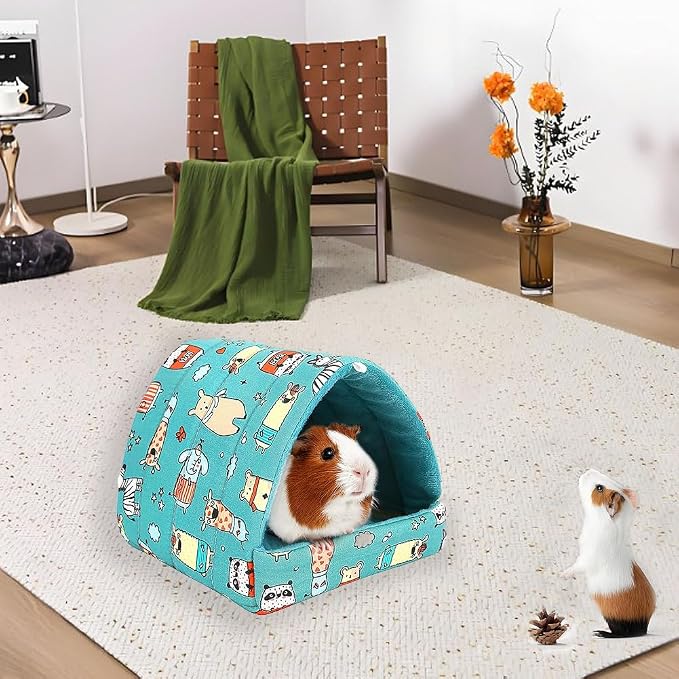 Guinea Pig Hideout Cozy Cotton Washable Tent for Small Animals | Hamster Bed, Portable House Cage Accessories Bunny Hedgehog Mouse Chinchillas Ferrets Bearded Dragons Rats (6.8"x7.4")