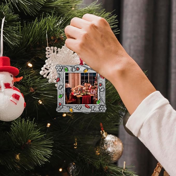 LARAINE Picture Photo Frame Christmas Metal 2025 Christmas High Definition Glass Display Pictures for Tabletop Home Decorative Holiday Gift (Silver, 2.5)