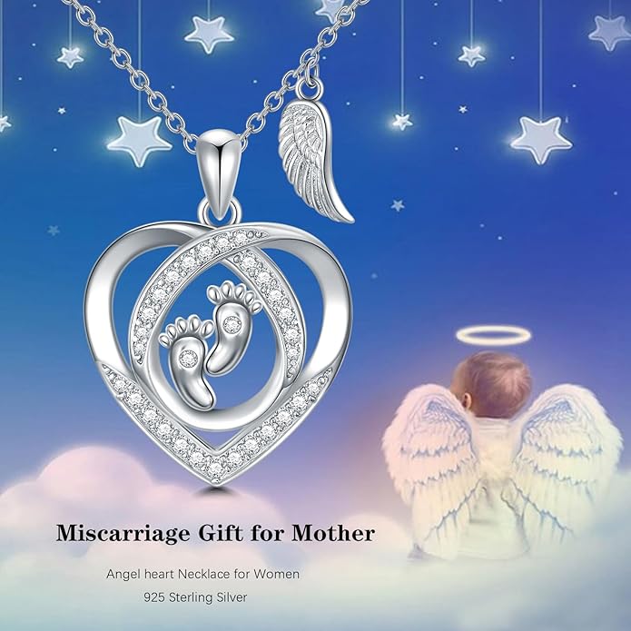 Angel Heart Miscarriage necklace loss of pregnancy for Mother 925 Sterling Silver necklace
