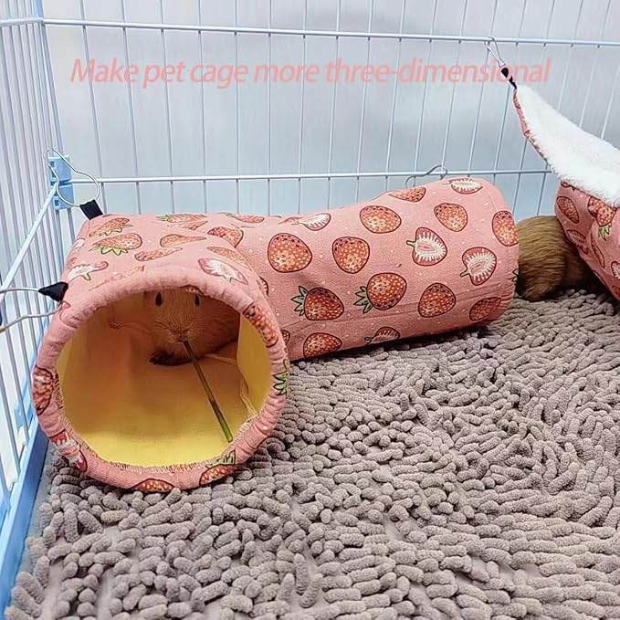 Rat Ferret Hammock Toys Cage Accessories, Guinea Pig Hideout Tunnel, Warm Bed for Rat Ferret Guinea Pig Sleep Hide and Play (3.Right Angle Tunnel)