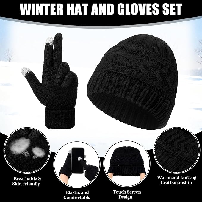 Geyoga 6 Pcs Women Winter Beanie Hat Scarf Gloves Ear Muffs Fuzzy Socks Set, Touchscreen Gloves for Thermal Gift Cold Weather