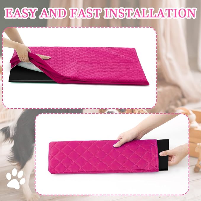 Beeveer 7 Pcs Winter Ferret Cage Liner Set Washable Ferret Pads Bedding Cage Accessories for Small Animals Hamster Rats Chinchillas Hedgehogs Guinea, Stain-Resistant Material(Light Pink)