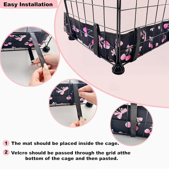 DZWLKJ Waterproof Guinea Pig Cage Liner,Washable Tarp Bottom Base,Cherry Graphic,48"x60", Reusable for Rabbit, Chinchilla, Hedgehog, Ferret & Other Small Animals.
