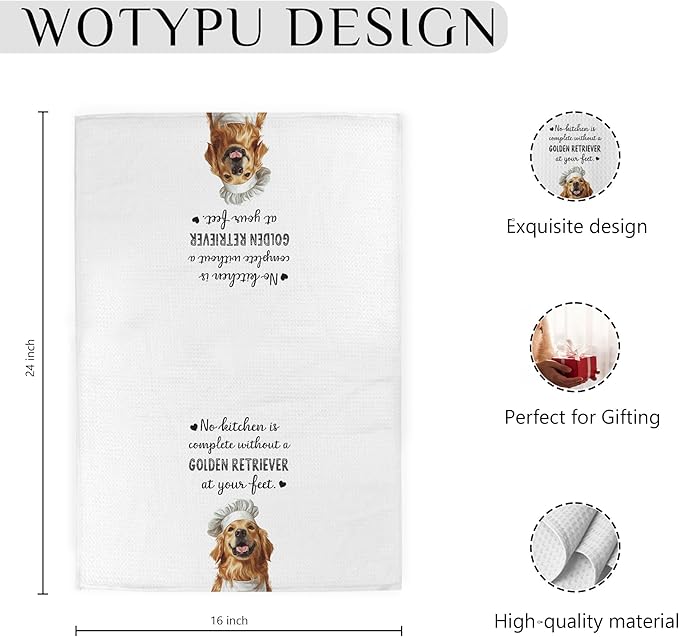 Golden Retriever Gifts Kitchen Towels, Gifts for Golden Retriever Lovers Dish Tea Towels for Kitchen, Dog Lovers Gifts Decorative Hand Towel, 16x24 Inch