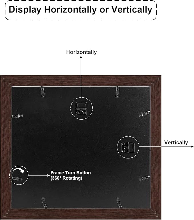 13.5X15.5 Picture Frames Collage with 7 Openings 4X6 Pictures, Multi Photo Frame with Mat for Wall Hanging Decor, Walnut Wood Grain