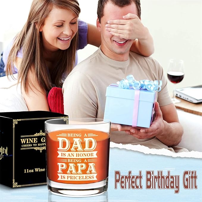 Papa Whisky Glass Birthday Gifts for Papas from Grandkids Being a Papa is Priceless 11Oz Old Fashioned Whisky Glass Christmas Fathers Day Drinking Glasses Present for Papas