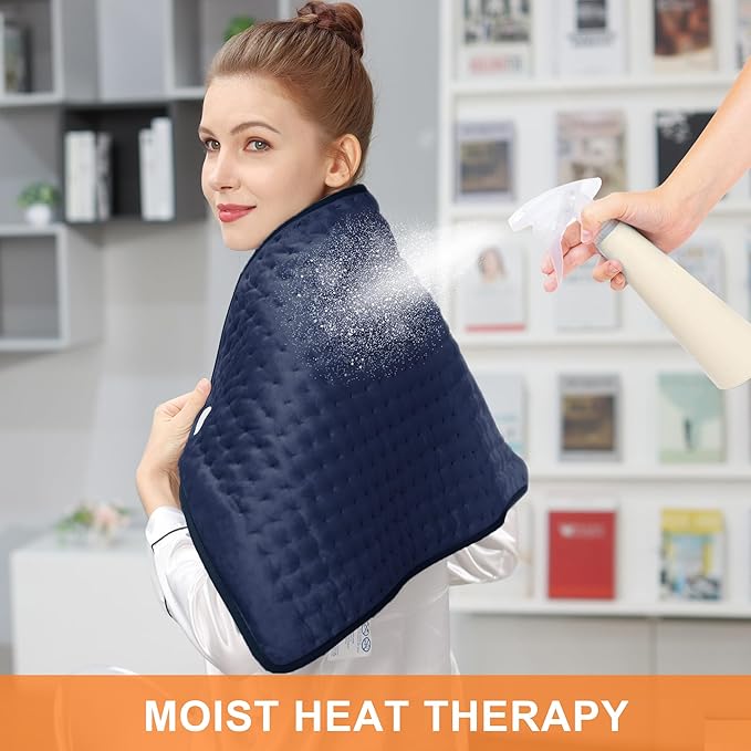 Deepsoon Heating Pad,Electric Heating Pads for Back,Neck,Abdomen,Moist Heating Pad for Shoulder,Knee,Arms,Legs,Dry/Moist Heat & Auto Shut Off,Christmas Gifts for Men and Women,Navy Blue,40x20 Inch