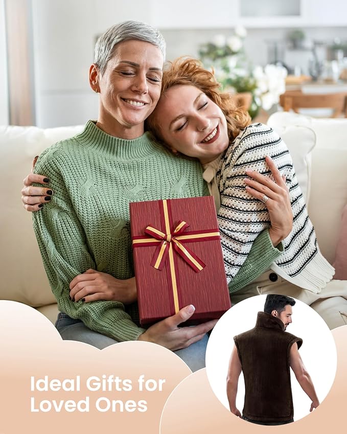 RENPHO King Size Heating Pad for Back, Birthday Gifts for Mom Wife Men, FSA Eligible, 24"x37" XL Large Weighted Electric Heat Pad for Neck and Shoulders, ETL Certified, Dark Brown