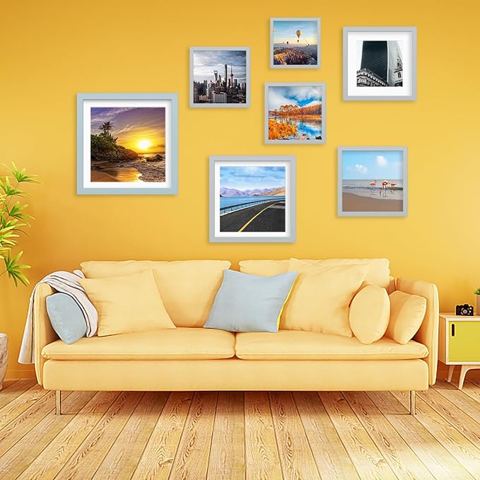 12x12 Wood Picture Frames for Wall Hanging or Tabletop,Diamond Painting Frame Baby Scan Picture Frames with 2 Mats Display 8x8 or 10x10 for Family Walls Decoration,Anniversary,Wedding,Christmas(Gray)