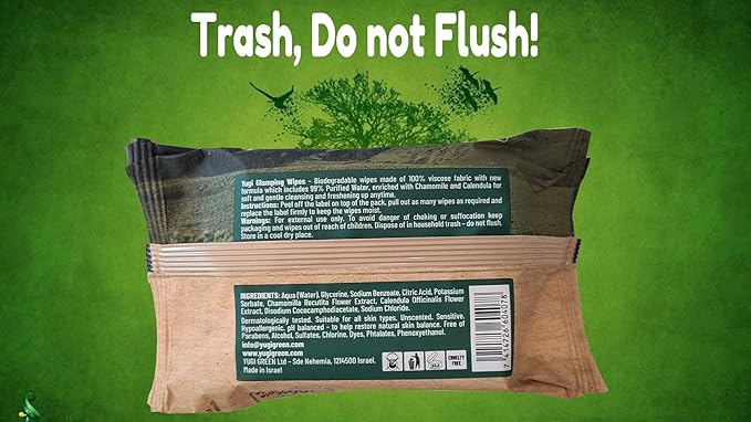 Yugi wet wipes, Face and Body Wipes for Camping, Post Workout and Traveling, Plant-based fibers unscented wipes (25 Count (pack of 9))