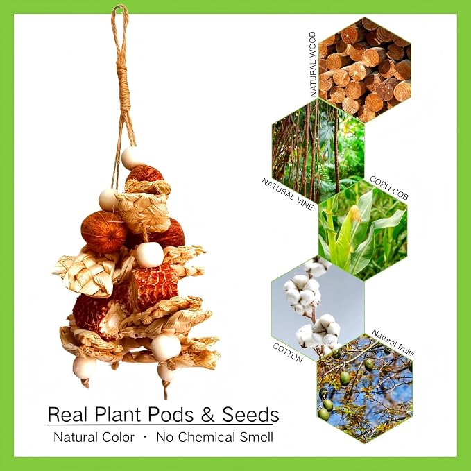 2pcs Bird Toys for Parakeets,Parrot Cage Chewing Hanging Toy | Bird Foraging Toys,Parrot Toy For Conure Cockatiel Budgies Lovebird