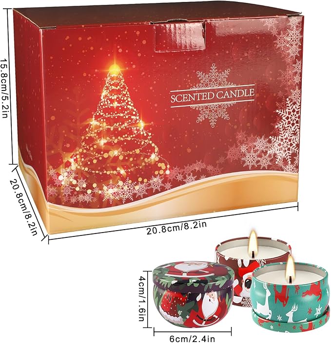 36Pack Christmasc Sets,Long Burning,2.5oz Natural Soy Wax with Essential Oils Decorative Aromatherapy Candles for Christmas,Thanksgiving Gift, Home Scented