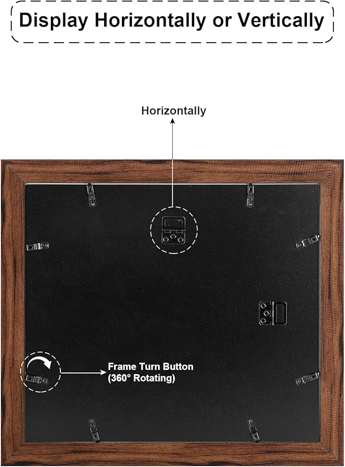 13.5x15.5 Picture Frame Display 7 opening 4X6 Picture Frame Collage,Multi Photo Frame with Mat,Plexiglass,Wall or Tabletop Decor,Carbonized Brown Wood Grain
