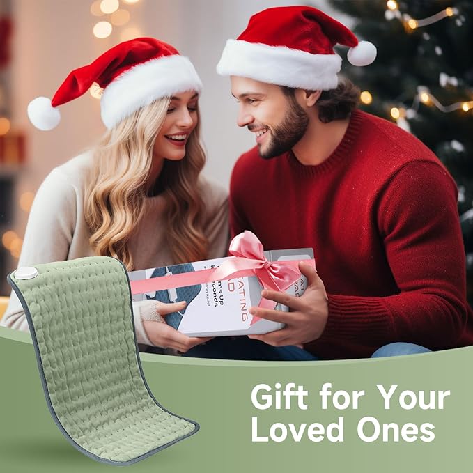 12"x24" Heating Pad for Back Pain Cramps Relief, Full Body Heating Pads Christmas Gift for Women Mom Dad, Heating Pad with 6 Heat Settings 4 Timer Machine Washable (Green)