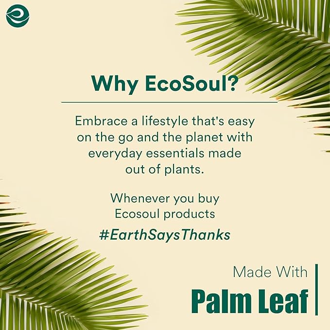 ECO SOUL Compostable 10 Inch Palm Leaf Square Plates (50 Count) Like Bamboo Plates | Biodegradable | Eco-Friendly, Microwave & Oven Safe