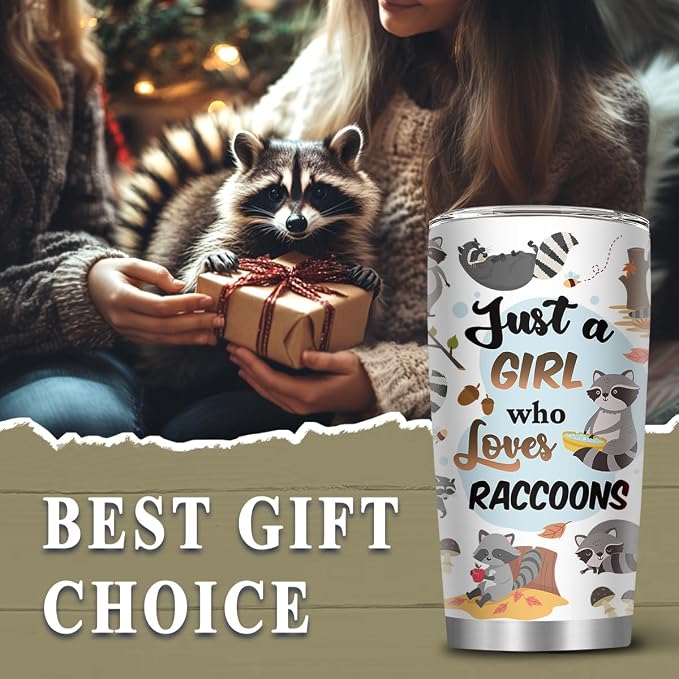 Raccoon Gifts for Women, 20oz Stainless Steel Raccoon Tumbler, Raccoons Mug for Women Sister Bestie Lover Thanksgiving Christmas Birthday Gift, Raccoon Cup with Straw, 1 PCS