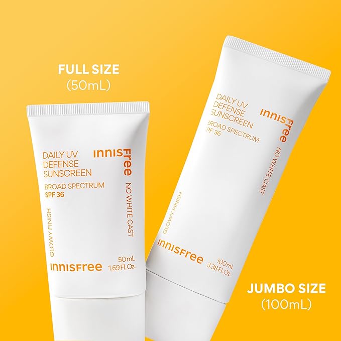 Innisfree Daily UV Defense SPF 36 – Korean Face Sunscreen, Invisible Finish, Broad Spectrum, No White Cast, Lightweight, Hydrating (Pack of 2)